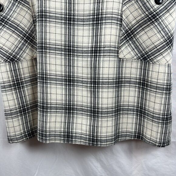 Mossimo Sheath Dress Large White Black Plaid Overall Wool Pockets Buttons School - Picture 4 of 12